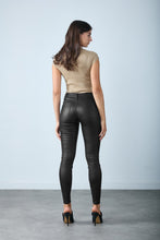 Load image into Gallery viewer, Toxik Leather Look Skinny Jeans Black
