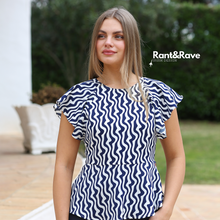 Load image into Gallery viewer, Polly Top Navy By Rant n Rave
