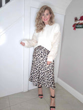 Load image into Gallery viewer, Leopard Satin Slip Skirt

