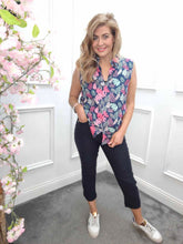 Load image into Gallery viewer, Claudia C Pink / Navy Sleeveless Shirt
