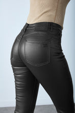 Load image into Gallery viewer, Toxik Leather Look Skinny Jeans Black
